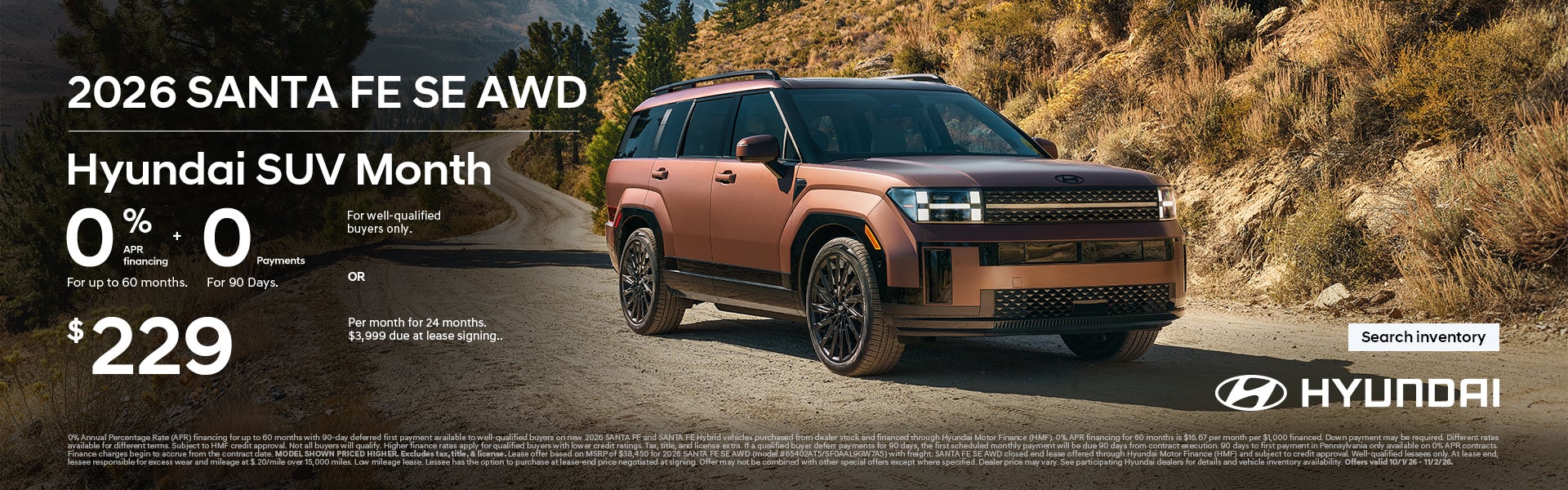 0% APR for 60 mos. + 0 Payments for 90 Days or $229/24/$3,999 Lease