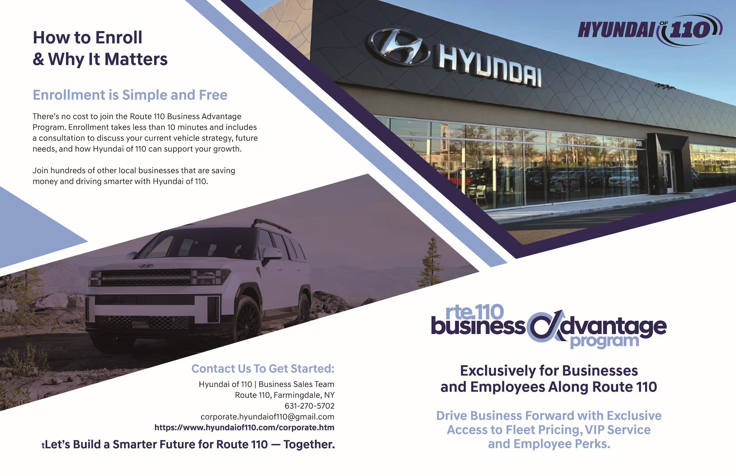 Detailed overview showing Route 110 Business Advantage Program services and customer benefits